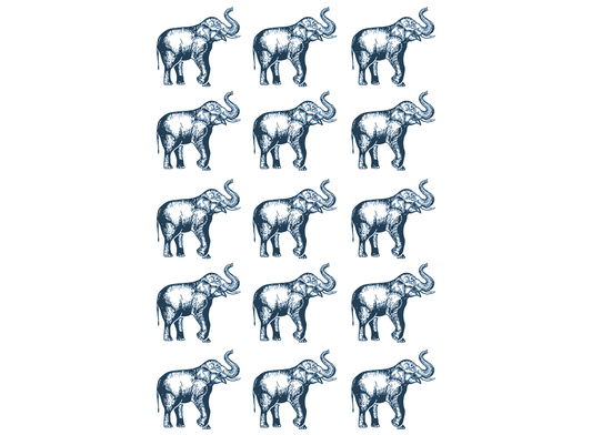Elephants 15 pcs 1 Inch Blue Fused Glass Decals