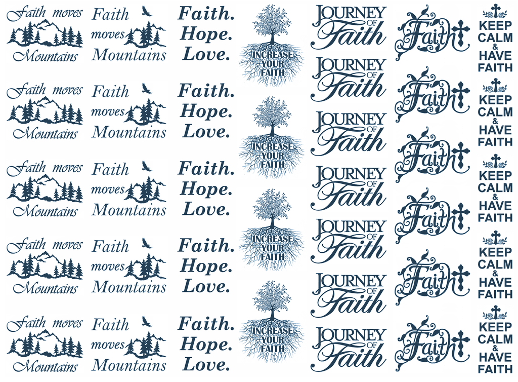 Faith Quotes Blue Fused Glass Decals