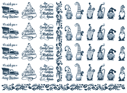 Christmas Bits 1 Inch Blue Fused Glass Decals