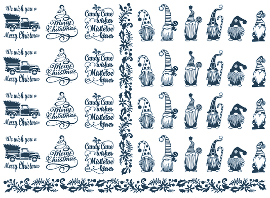 Christmas Bits 1 Inch Blue Fused Glass Decals