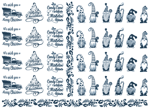 Christmas Bits Blue Fused Glass Decals