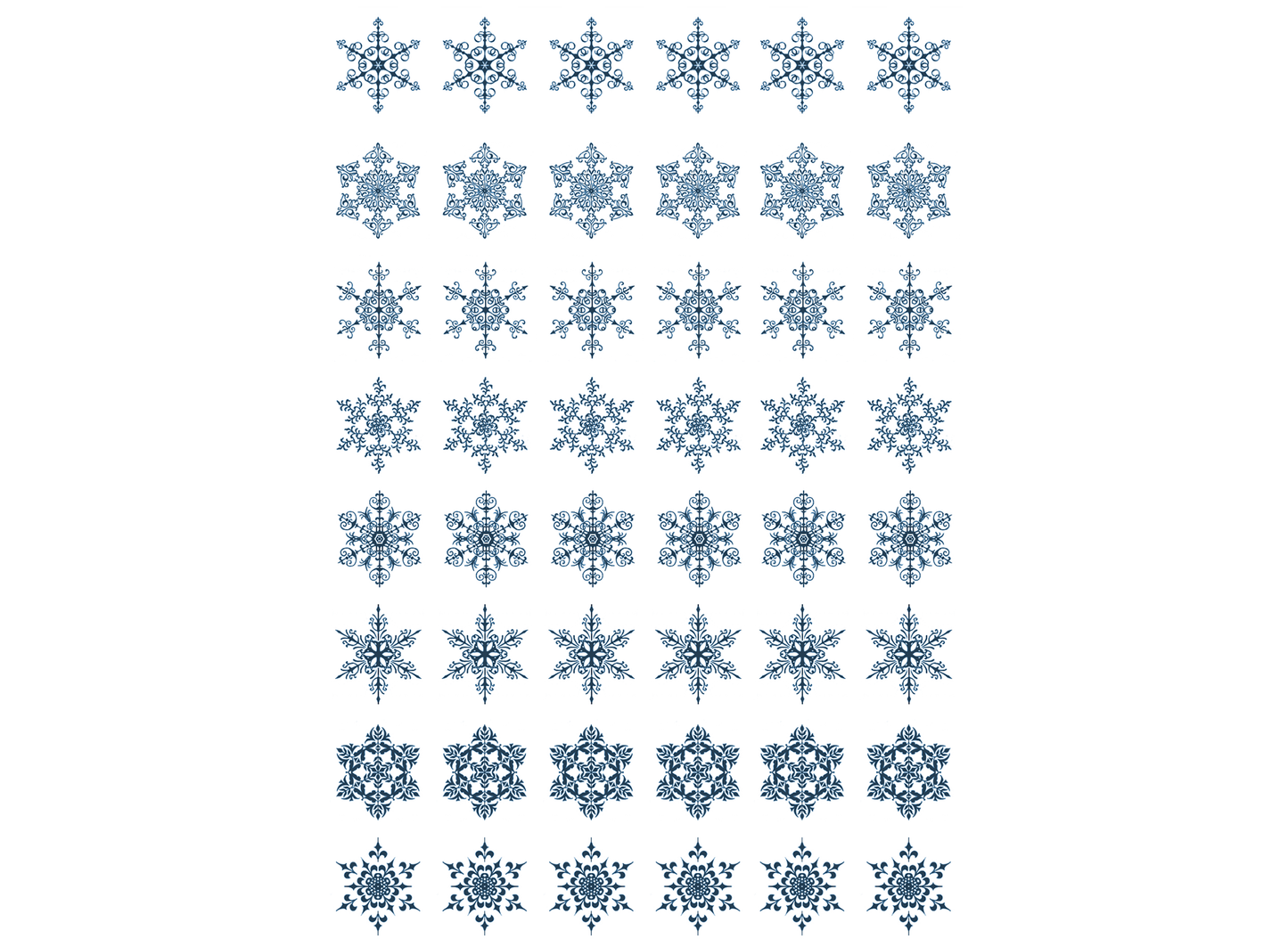 Snowflakes 48 pcs Blue Fused Glass Decals