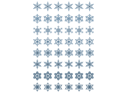 Snowflakes 48 pcs Blue Fused Glass Decals