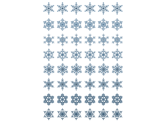 Snowflakes 48 pcs Blue Fused Glass Decals