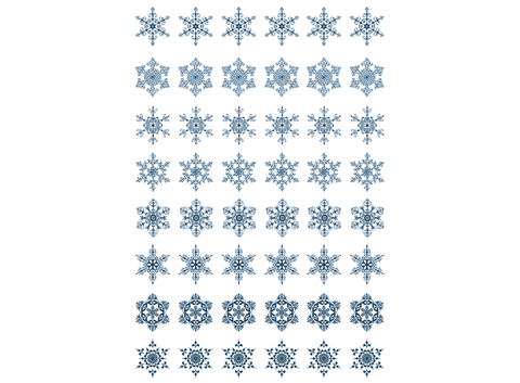 Snowflakes 48pcs Blue Fused Glass Decals