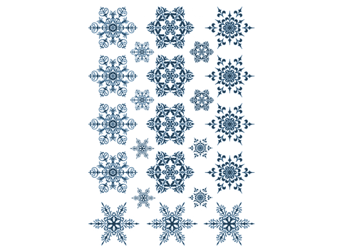 Snowflakes 23 pcs Blue Fused Glass Decals