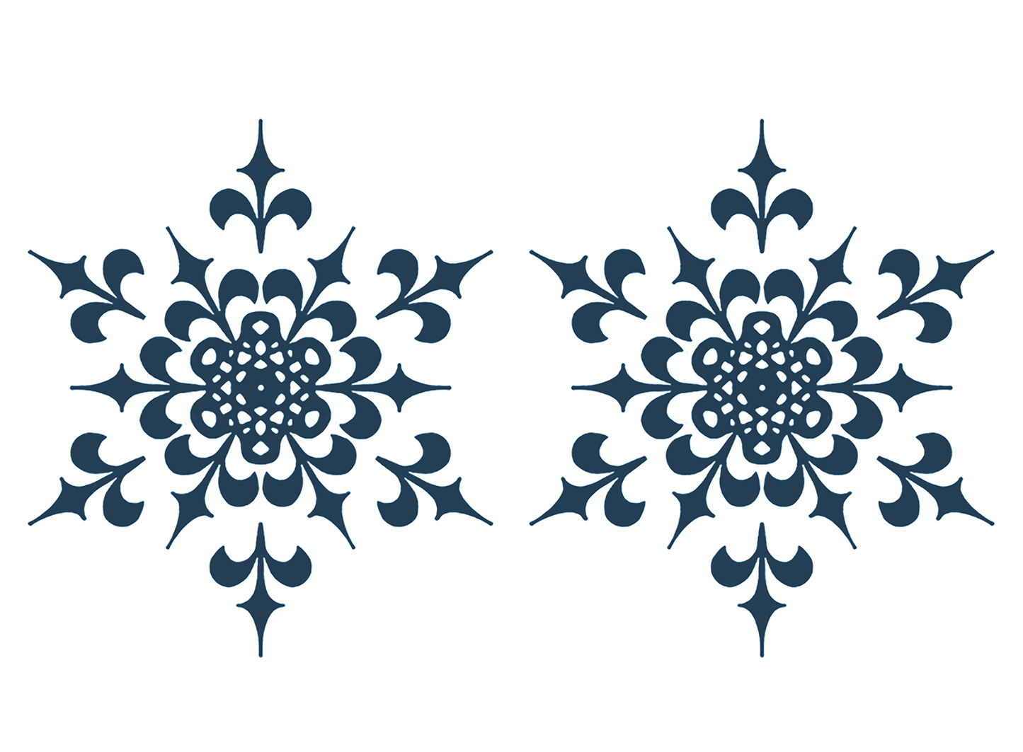 Snowflakes 3 inch 2pcs Blue Fused Glass Decals