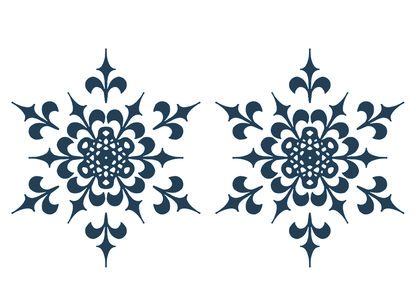 Snowflakes 3 inch 2pcs Blue Fused Glass Decals