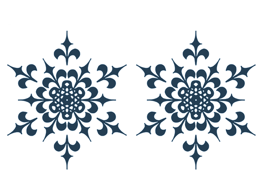 Snowflakes 3 inch 2pcs Blue Fused Glass Decals