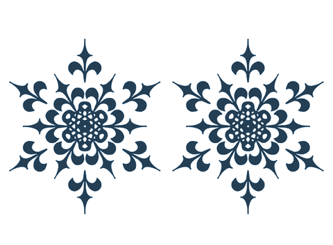 Snowflakes 3 inch 2pcs Blue Fused Glass Decals