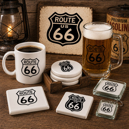 Route 66 Select-a-Size Black Fused Glass Decals