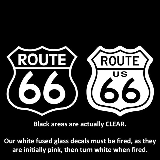 Route 66 Select-a-Size White Fused Glass Decals