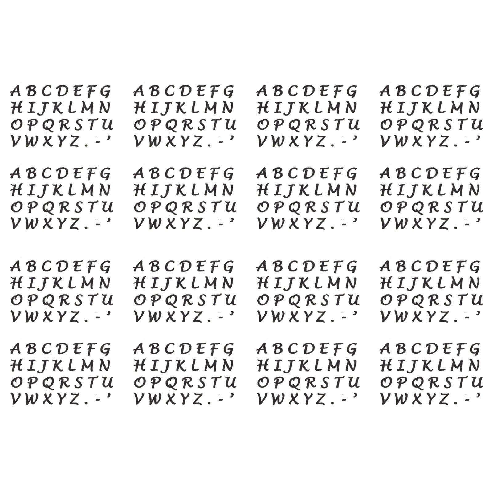 Lucida Handwriting Font Letters 464 pcs (4 cards) 3/16 Inch Black Fuse ...