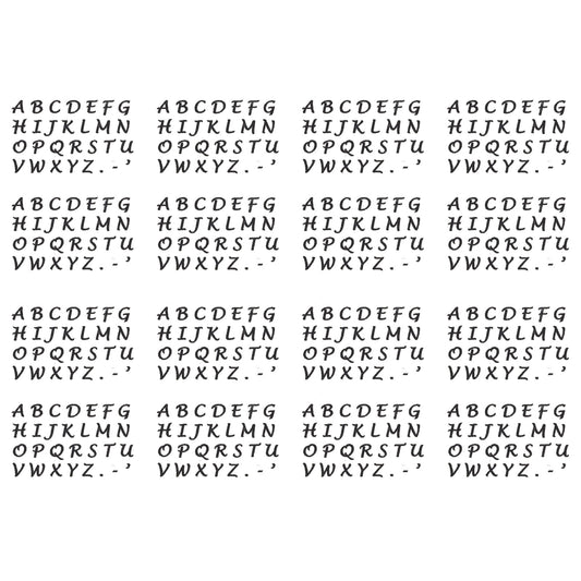 Lucida Handwriting Font Letters 464 pcs (4 cards) 3/16 Inch Black Fused Glass Decals