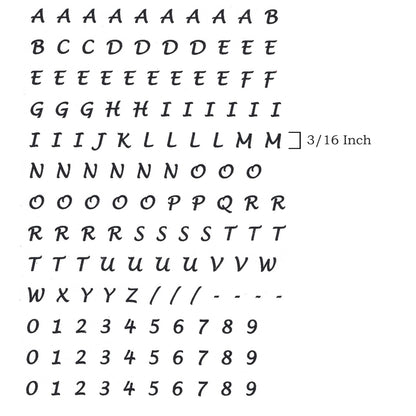 Lucida Handwriting Font Letters 135 pcs 3/16 Inch Black Fused Glass Decals