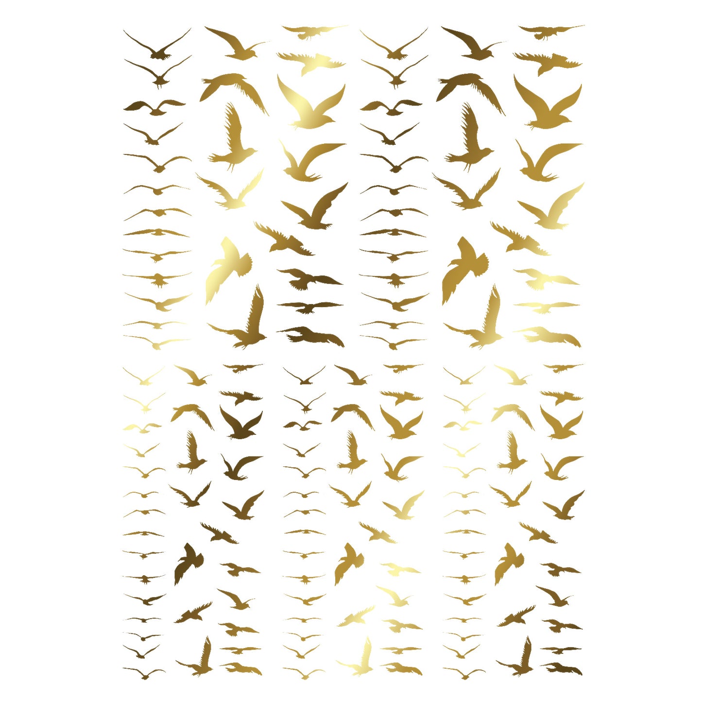 Tiny Birds 155 pcs 22k Gold Fused Glass Decals