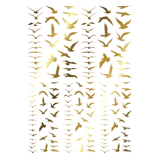 Tiny Birds 155 pcs 22k Gold Fused Glass Decals
