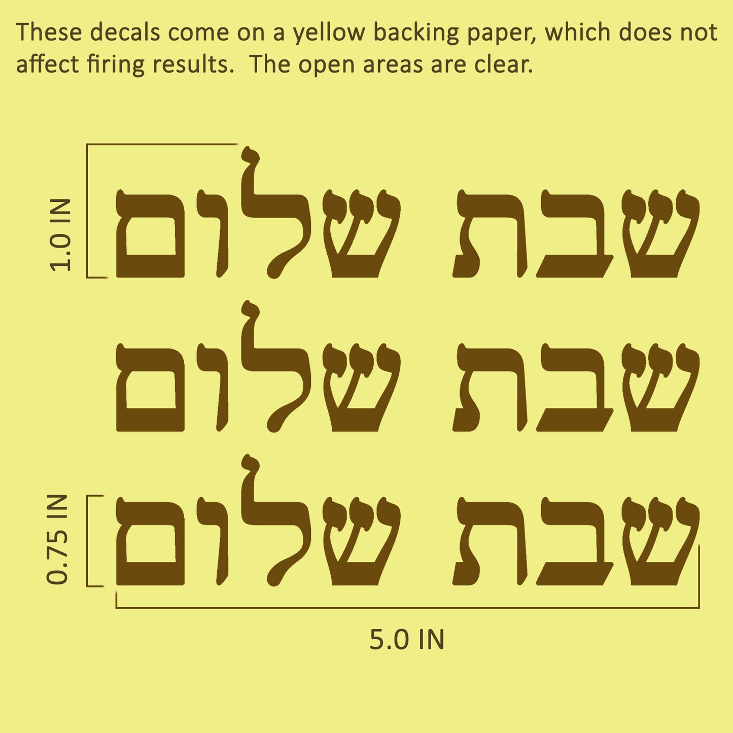 Shabbat Shalom 3 Sets 0.75 Inch 22k Gold Fused Glass Decals