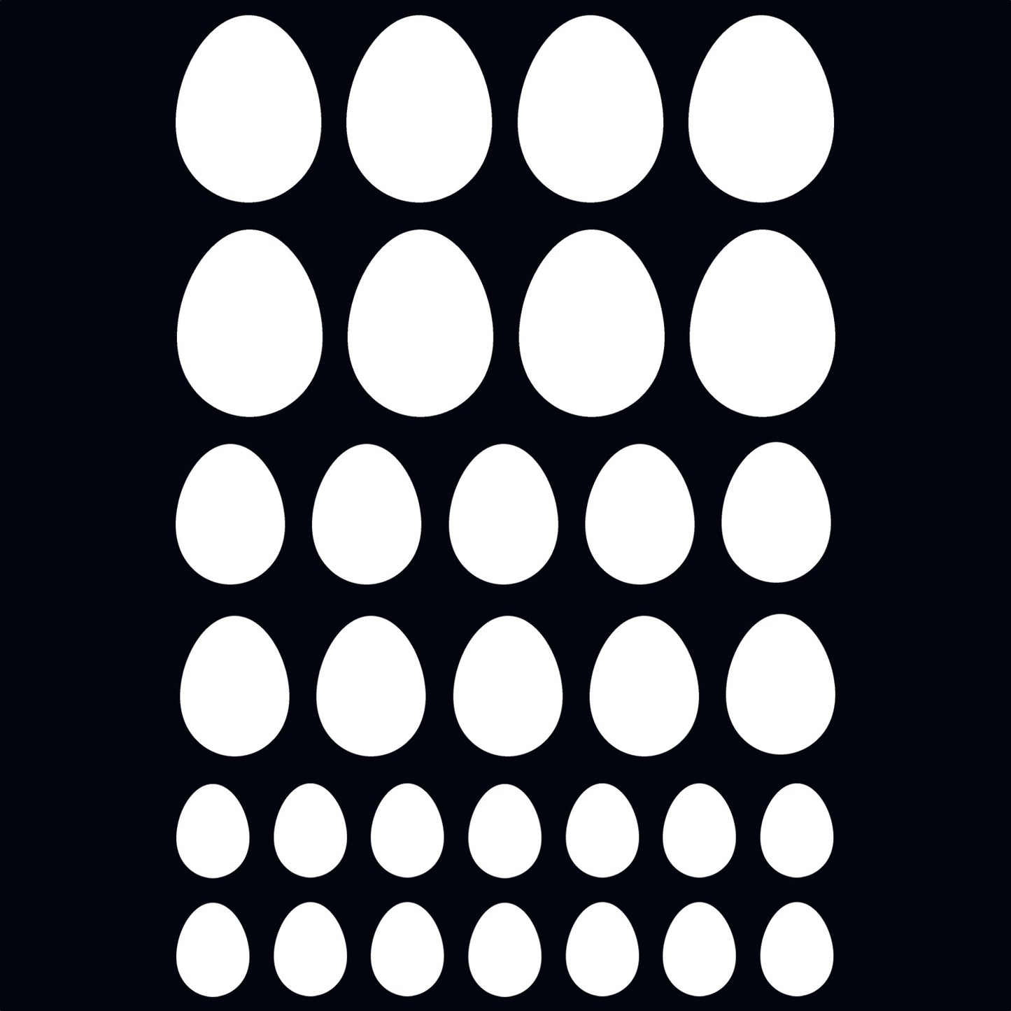 Just Eggs 32 pcs Various Sizes White Fused Glass Decals