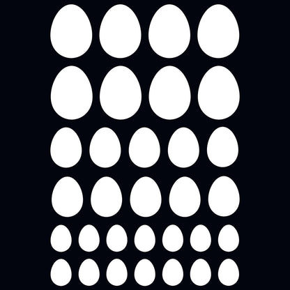 Just Eggs 32 pcs Various Sizes White Fused Glass Decals