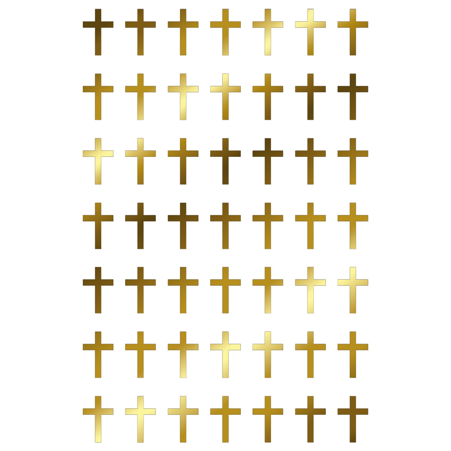 Classic Christian Cross 49 pcs 0.5 Inch 22k Gold Fused Glass Decals