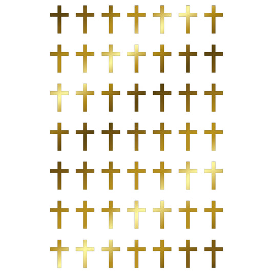 Classic Christian Cross 49 pcs 0.5 Inch 22k Gold Fused Glass Decals