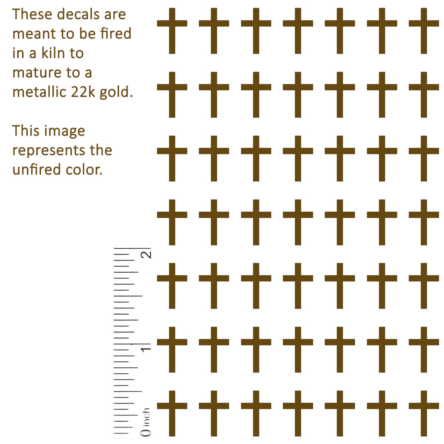 Classic Christian Cross 49 pcs 0.5 Inch 22k Gold Fused Glass Decals