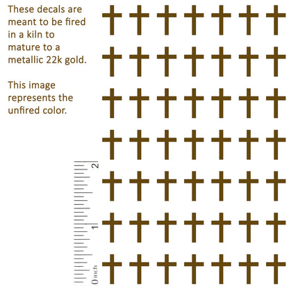 Classic Christian Cross 49 pcs 0.5 Inch 22k Gold Fused Glass Decals