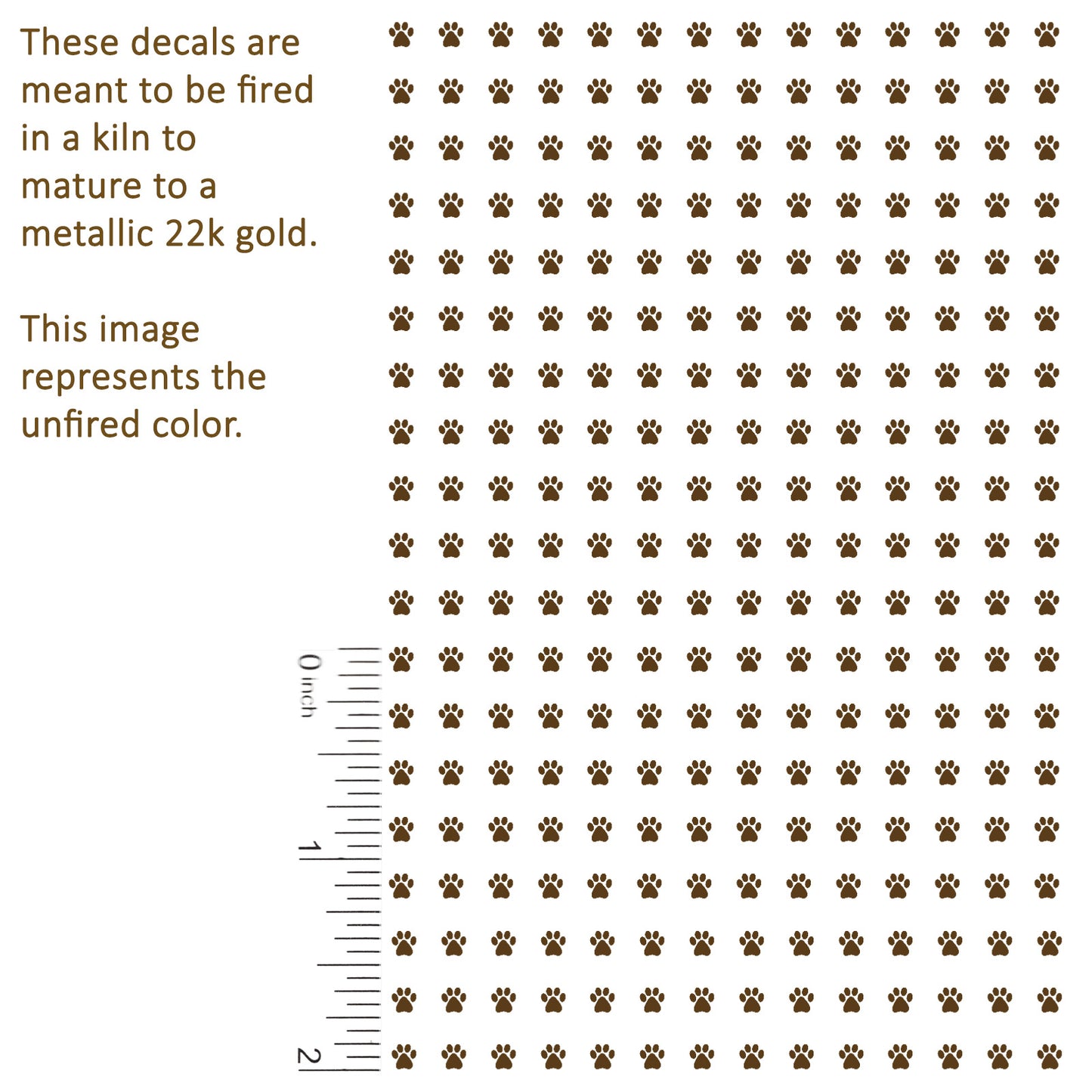 Paw Prints Tiny 266 pcs 1/8 Inch 22k Gold Fused Glass Decals