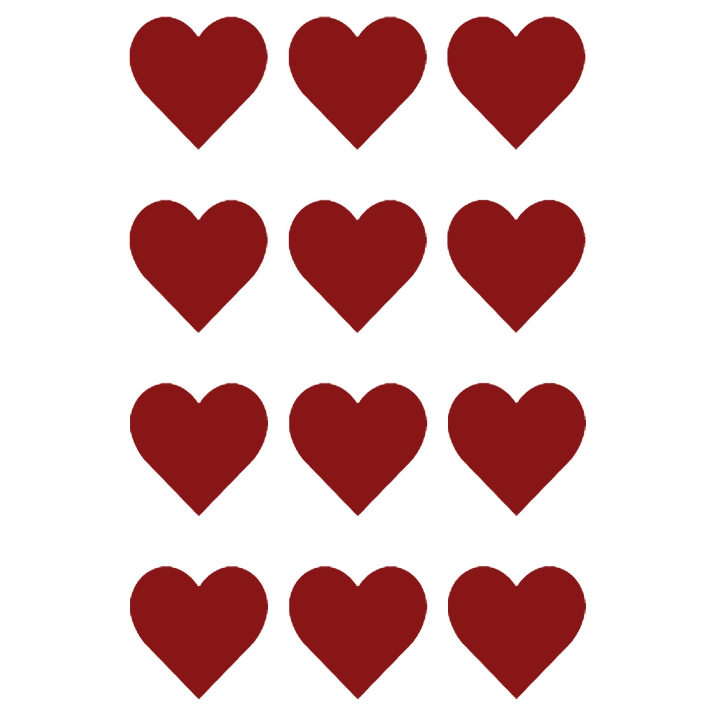 Hearts 12 pcs 1 Inch Red Fused Glass Decals