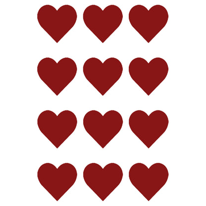 Hearts 12 pcs 1 Inch Red Fused Glass Decals