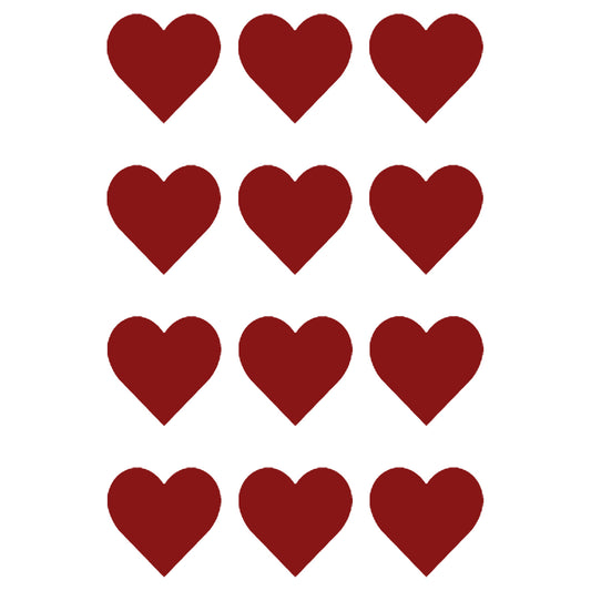 Hearts 12 pcs 1 Inch Red Fused Glass Decals