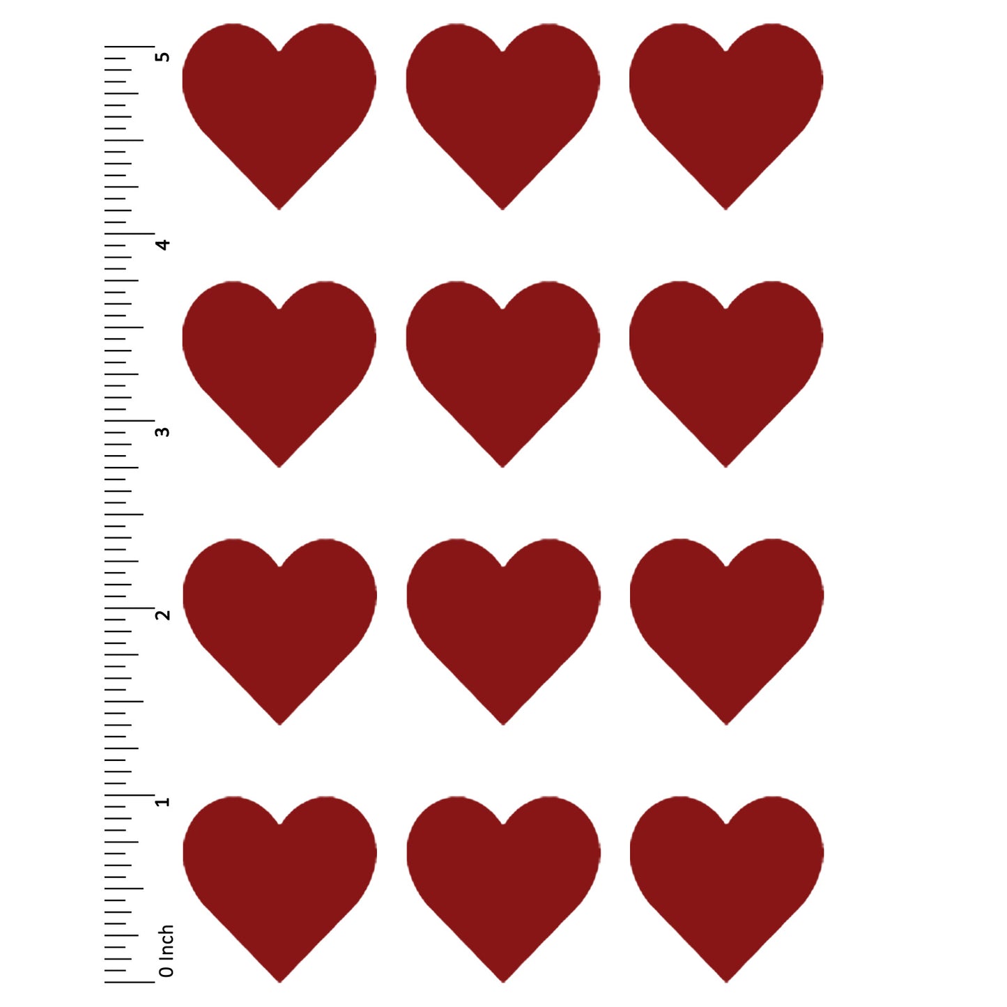 Hearts 12 pcs 1 Inch Red Fused Glass Decals