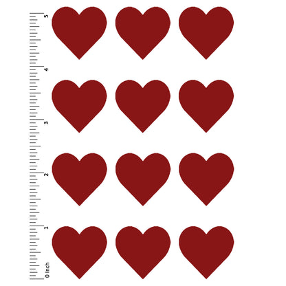 Hearts 12 pcs 1 Inch Red Fused Glass Decals
