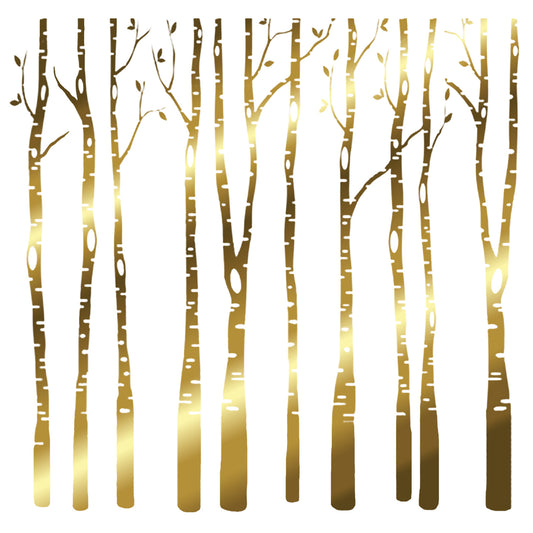 Birch Trees 4 Inch Gold Fused Glass Decals