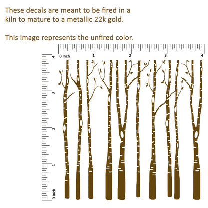 Birch Trees 4 Inch Gold Fused Glass Decals