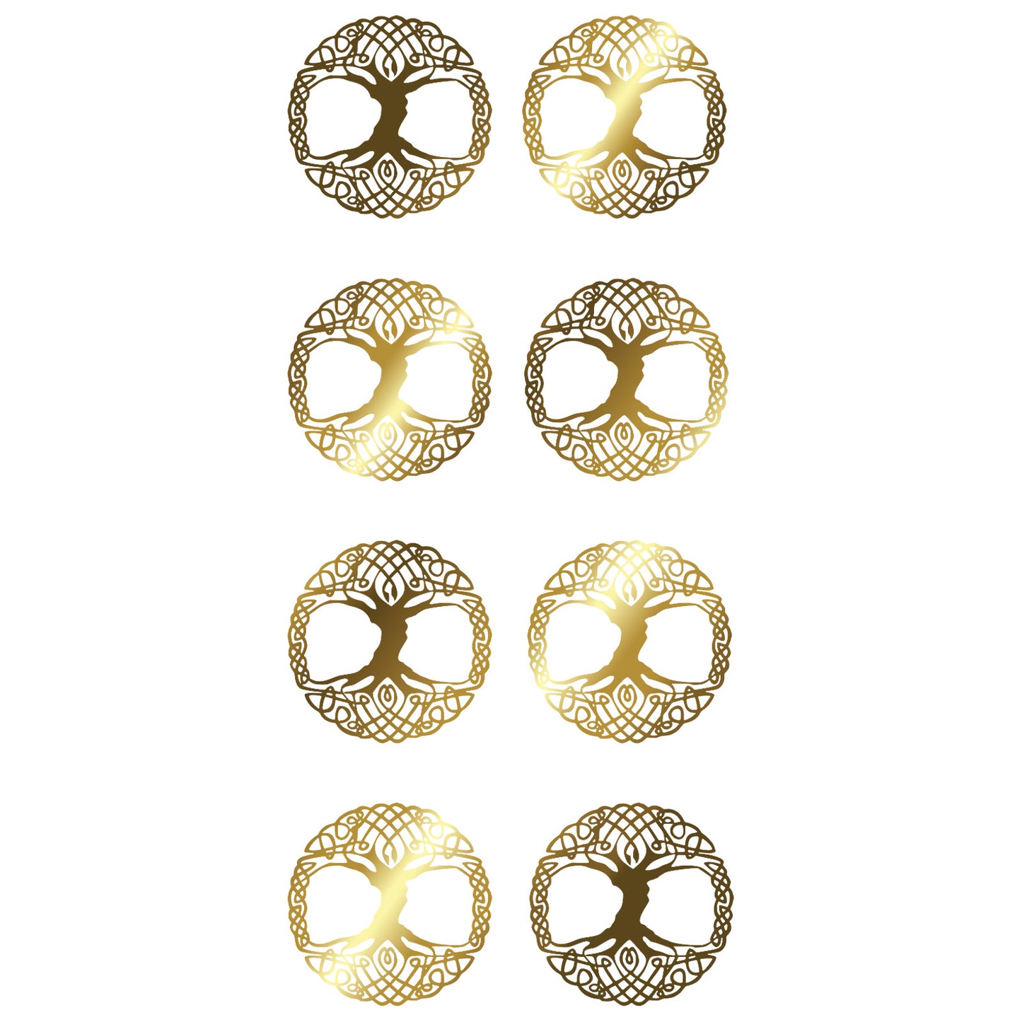 Tree of Life 8 pcs 1 Inch Gold Fused Glass Decals