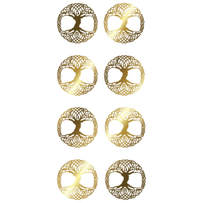 Tree of Life 8 pcs 1 Inch Gold Fused Glass Decals