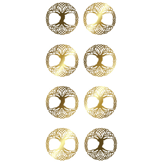Tree of Life 8 pcs 1 Inch Gold Fused Glass Decals