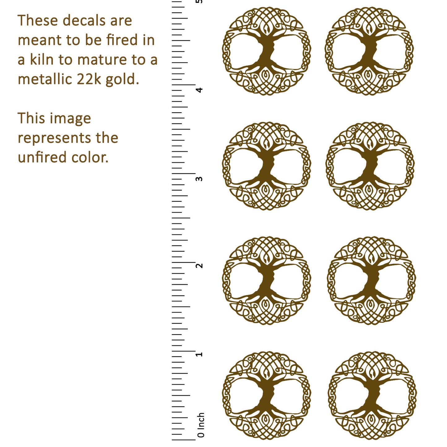 Tree of Life 8 pcs 1 Inch Gold Fused Glass Decals