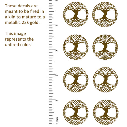 Tree of Life 8 pcs 1 Inch Gold Fused Glass Decals