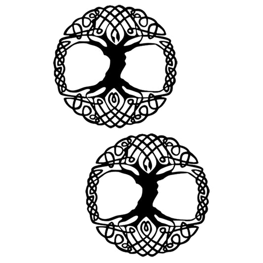 Tree of Life Full Circle 2 pcs 2.5 Inch Black Fused Glass Decals