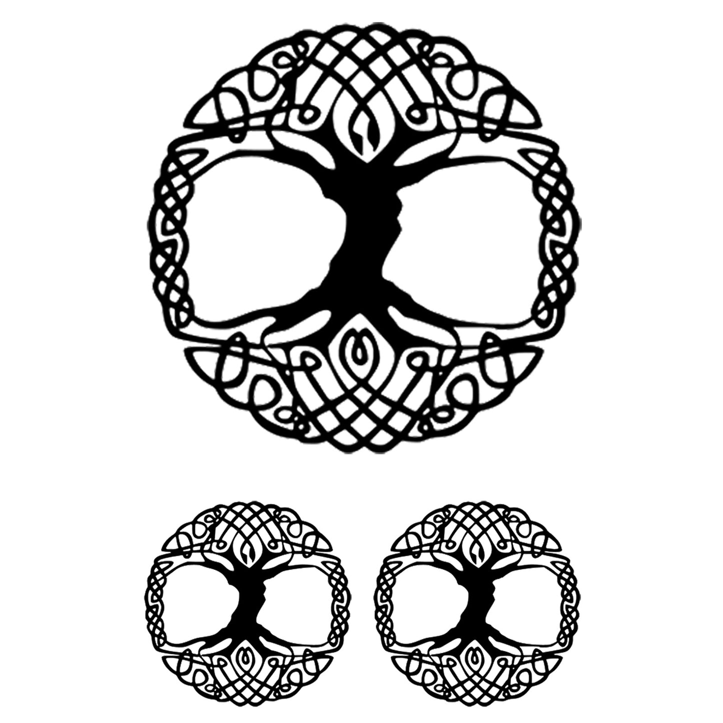 Tree of Life Full Circle 3 pcs 1.5 to 3 Inch Black Fused Glass Decals