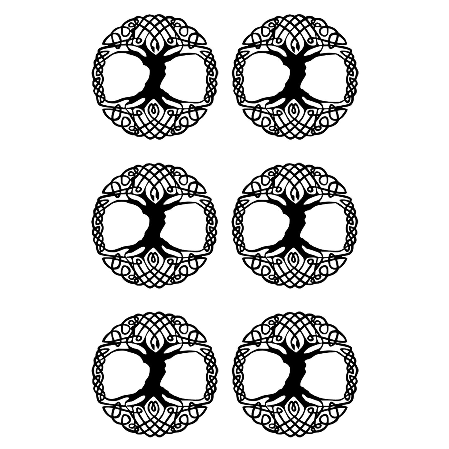 Tree of Life Full Circle 6 pcs 1.5 Inch Black Fused Glass Decals