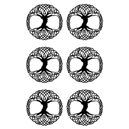 Tree of Life Full Circle 6 pcs 1.5 Inch Black Fused Glass Decals