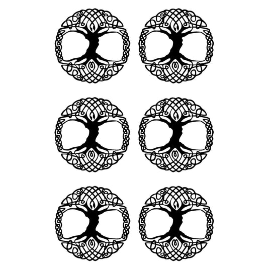 Tree of Life Full Circle 6 pcs 1.5 Inch Black Fused Glass Decals