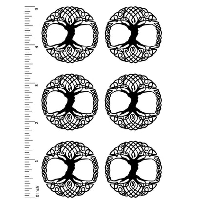 Tree of Life Full Circle 6 pcs 1.5 Inch Black Fused Glass Decals