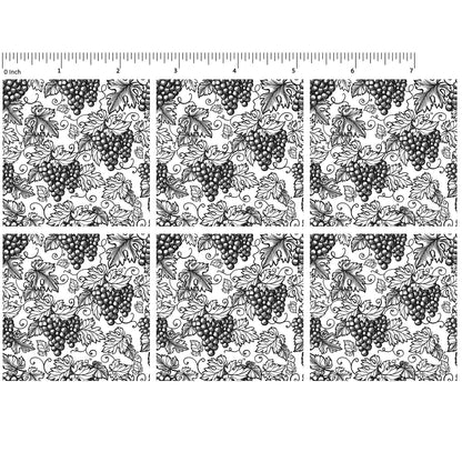 Grapes Tiles 6 pcs 2.5 Inch Black Fused Glass Decals