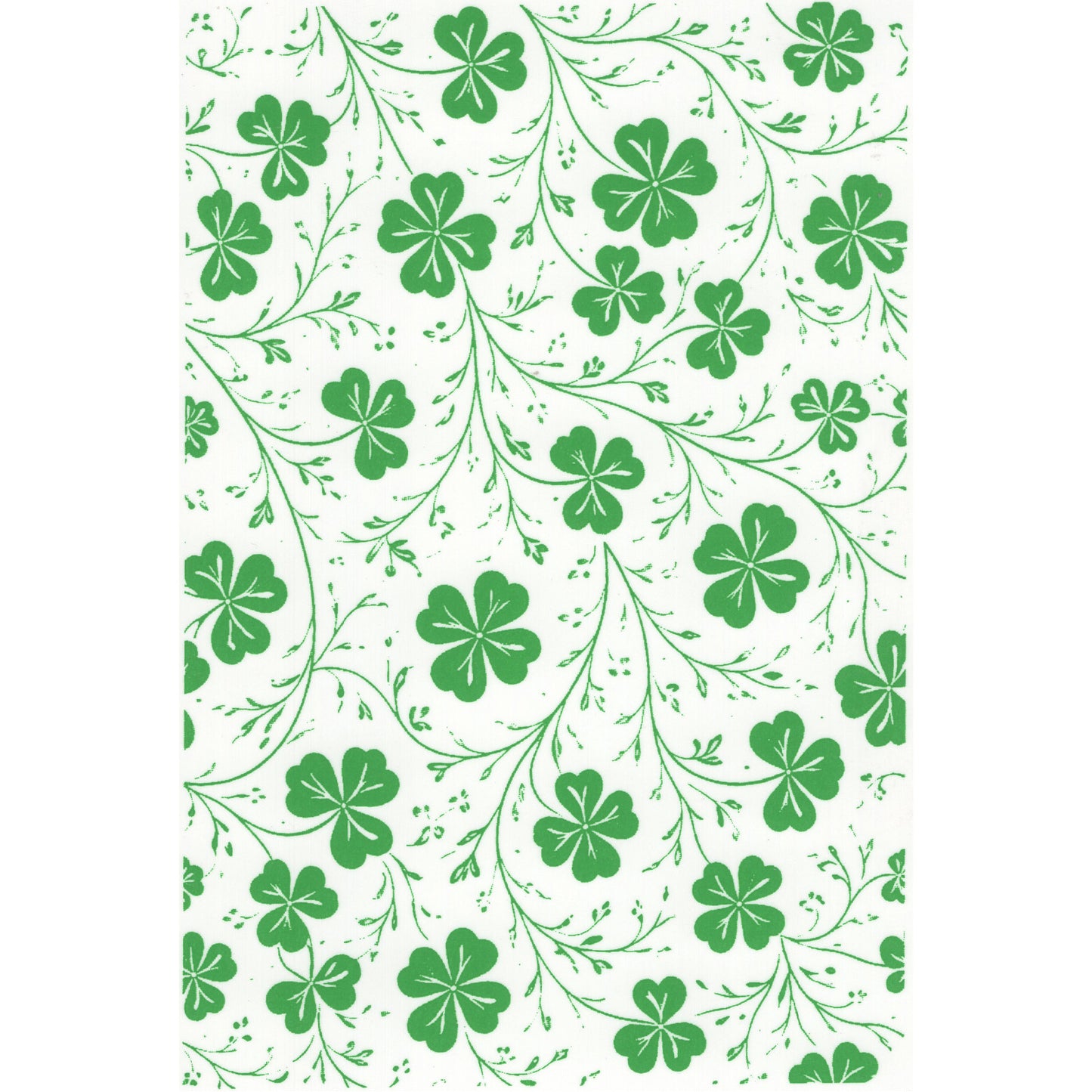 St Patrick's Day Clover Chintz 5 x 3.5 Green Fused Glass Decal Sheet