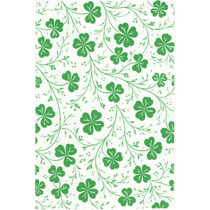 St Patrick's Day Clover Chintz 5 x 3.5 Green Fused Glass Decal Sheet